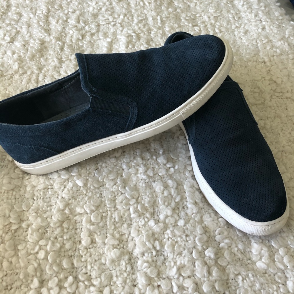 Navy blue slip on sneakers